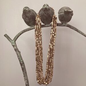 Striking Eight Strands of Small Gold Cubes Necklace